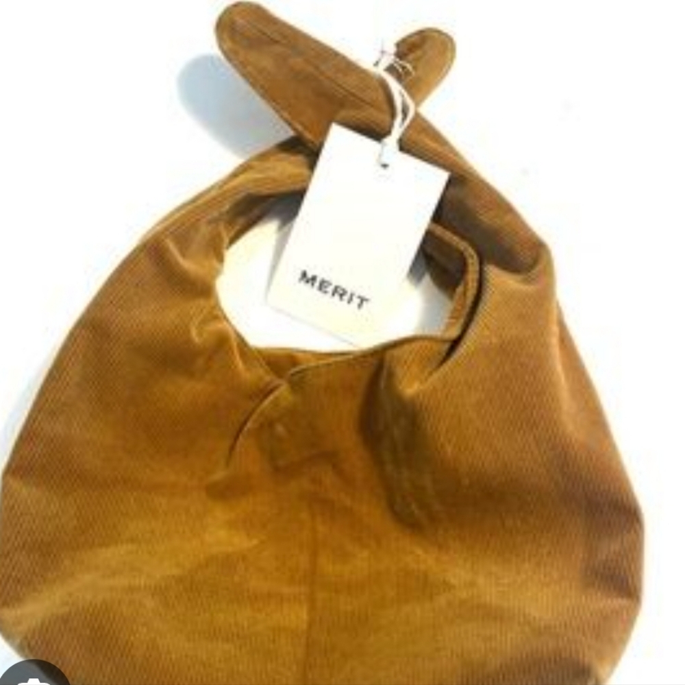Merit Corduroy Knot Handle Makeup Bag in Camel